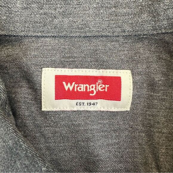 Wrangler Button Up Shirt Mens XL Gray Soft Stretch Western Outdooor Poly Cotton - Picture 12 of 15